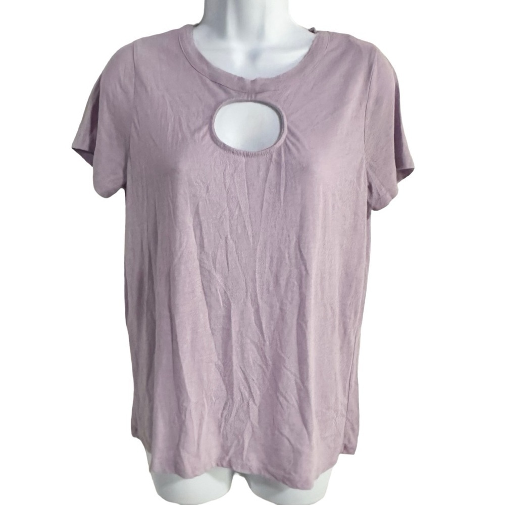 Chaser Lilac Purple Short Sleeve Cut Out Crewneck T-Shirt Size Small NWT - Picture 3 of 8